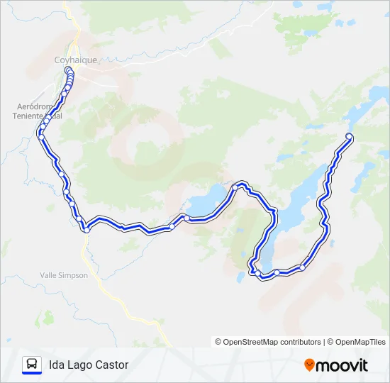 COYHAIQUE - LAGO CASTOR / HACIA COY POR LAGO FRÍO Bus Line Map