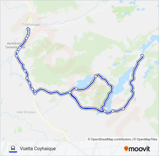 COYHAQIUE - LAGO CASTOR / HACIA CASTOR POR LAGO FRÍO Bus Line Map