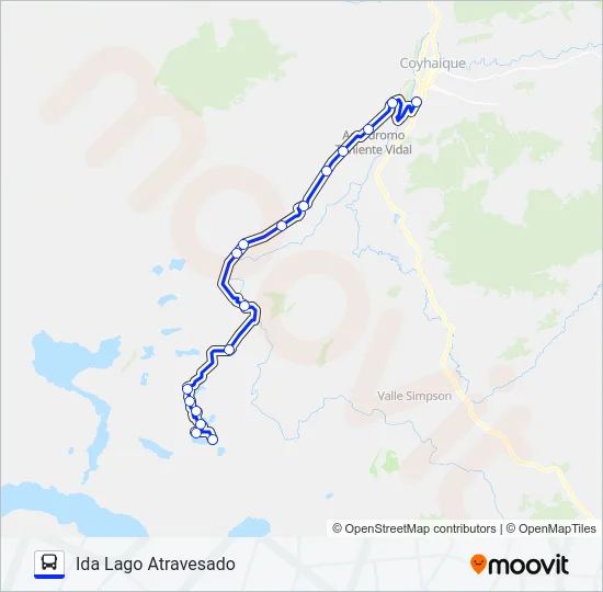 COYHAIQUE - LAGO ATRAVESADO Bus Line Map
