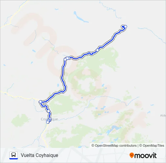COYHAIQUE - ÑIREHUAO Bus Line Map
