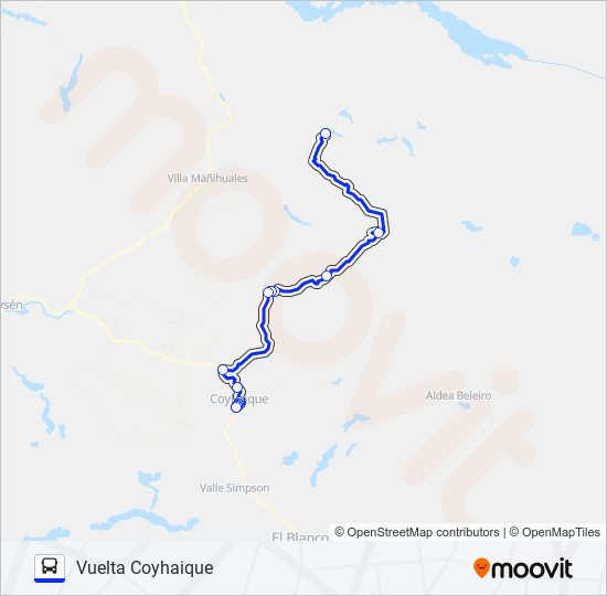 COYHAIQUE - EL GATO - LOS HARO bus Line Map