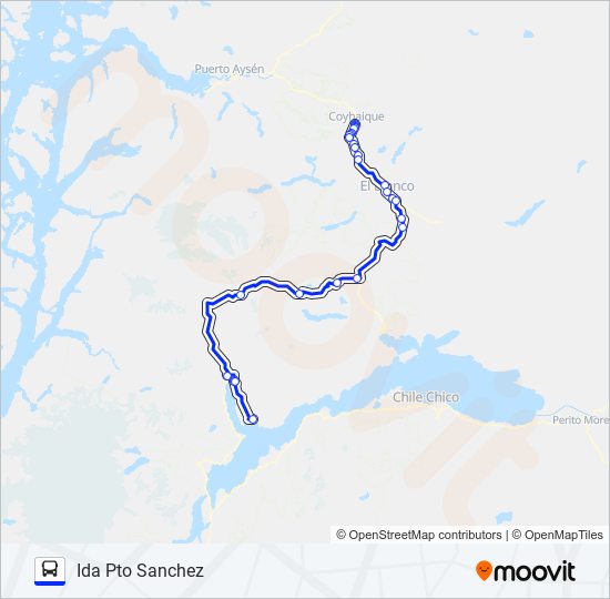 COYHAIQUE / PUERTO SÁNCHEZ bus Line Map