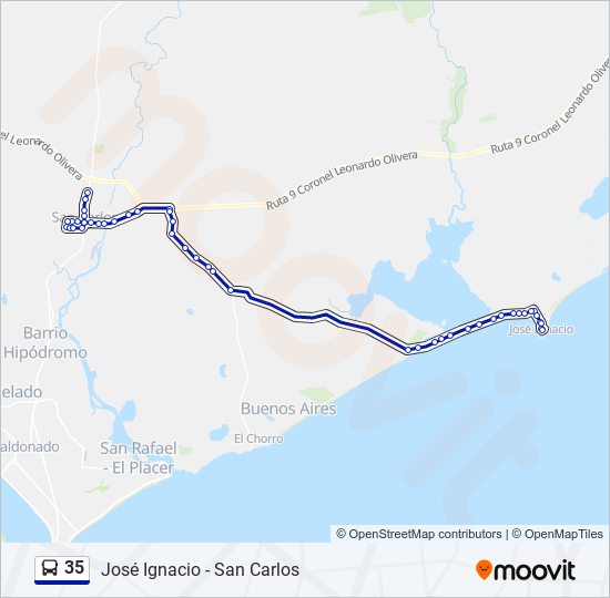 Mapa de 35 de autobús