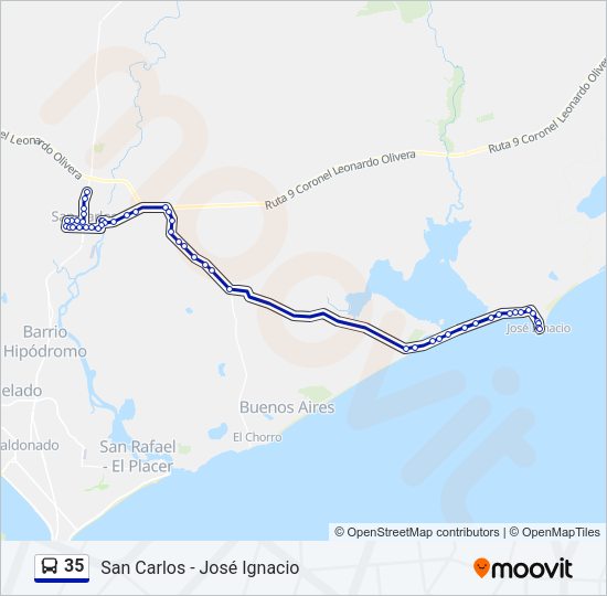 Mapa de 35 de autobús