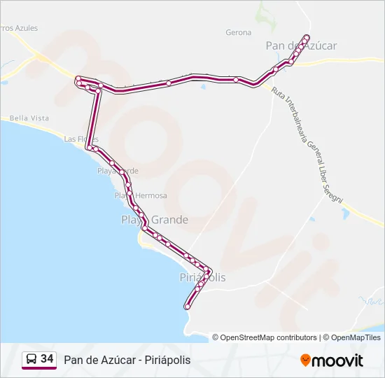 34 Bus Line Map