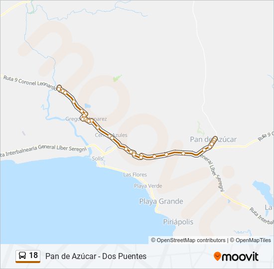 Mapa de 18 de autobús