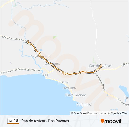 18 bus Line Map