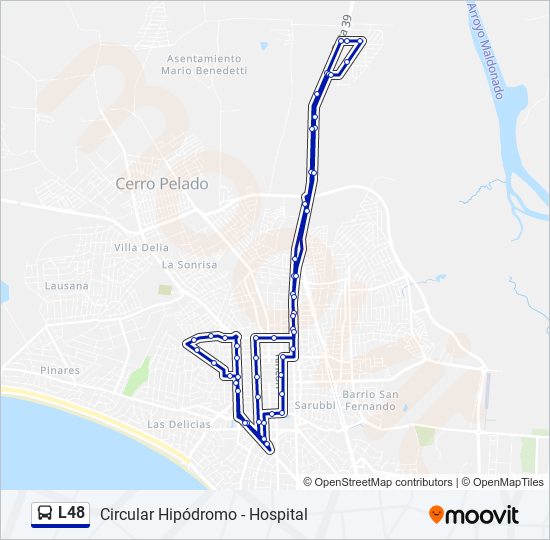 Mapa de L48 de autobús