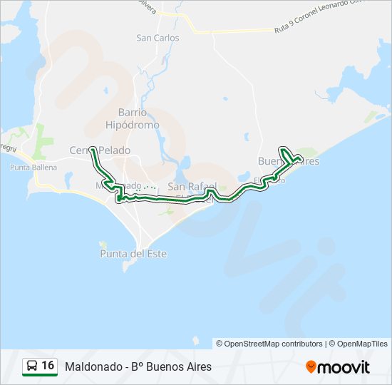 Mapa de 16 de autobús