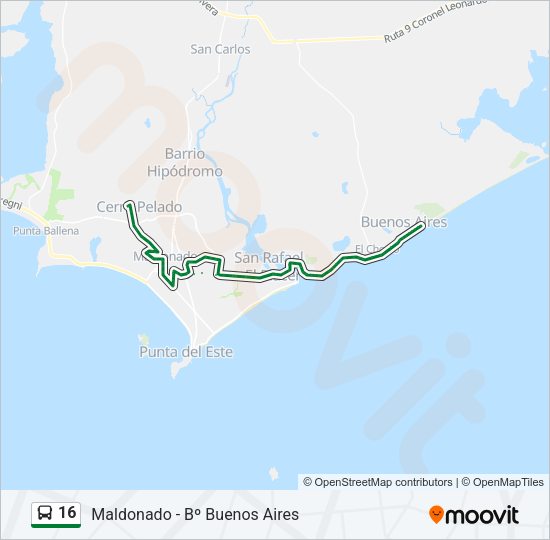 Mapa de 16 de autobús