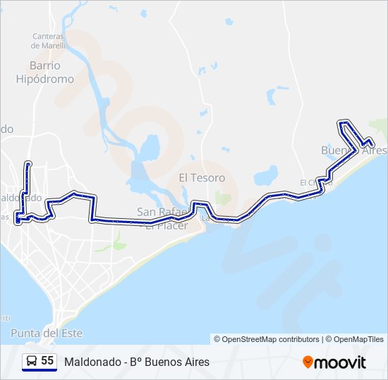 Mapa de 55 de autobús