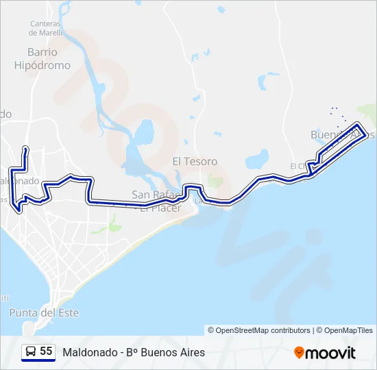 55 Bus Line Map
