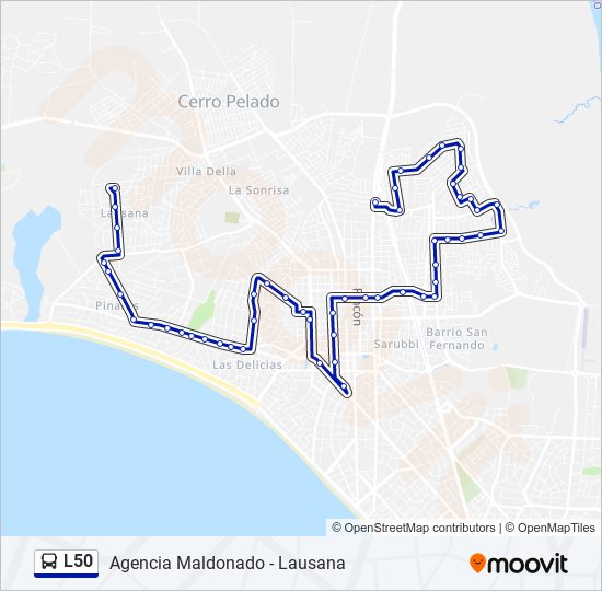 Mapa de L50 de autobús