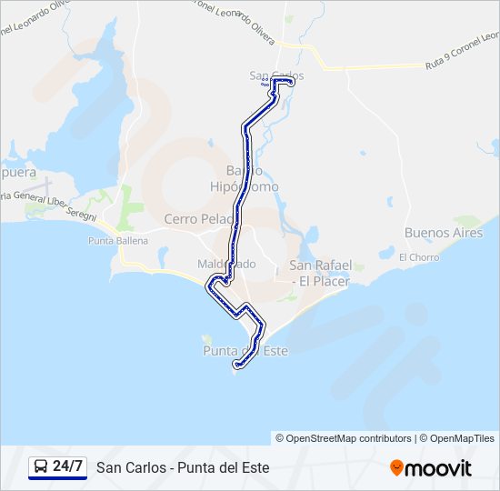 Mapa de 24/7 de autobús