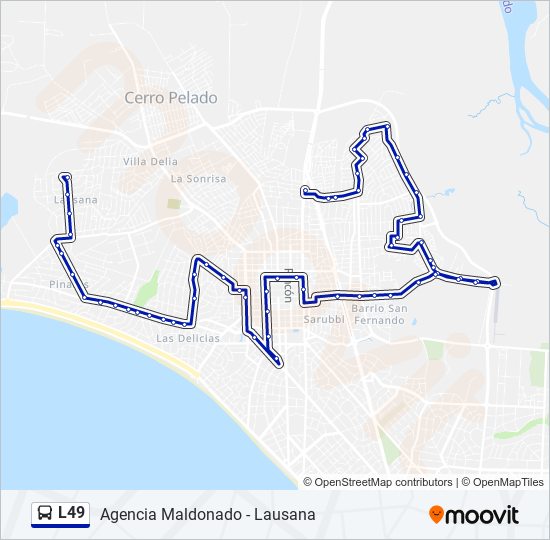 Mapa de L49 de autobús