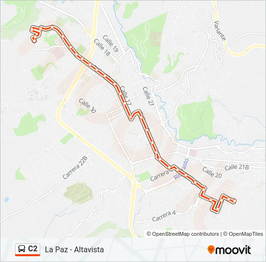 Mapa de C2 de autobús