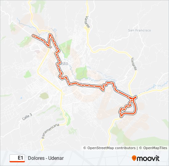 Mapa de E1 de autobús