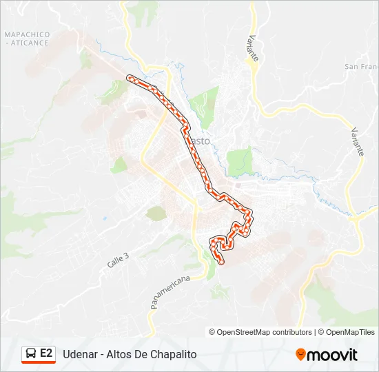 Mapa de E2 de autobús