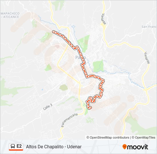 Mapa de E2 de autobús