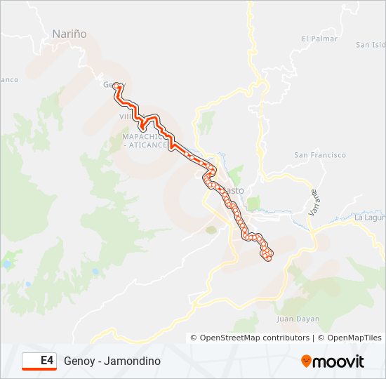 Mapa de E4 de autobús