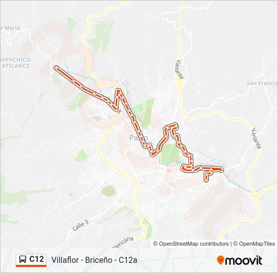 Mapa de C12 de autobús