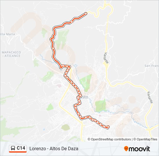 Mapa de C14 de autobús