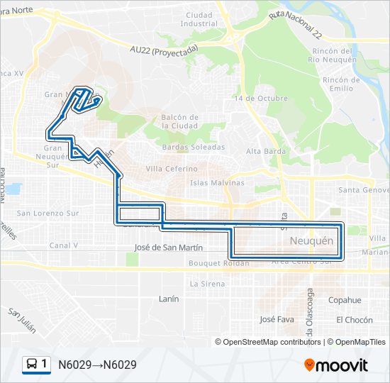 Mapa de 1 de autobús