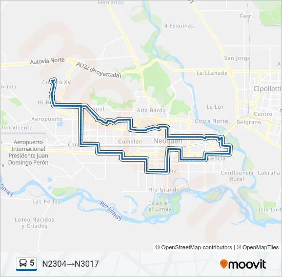 5 Bus Line Map
