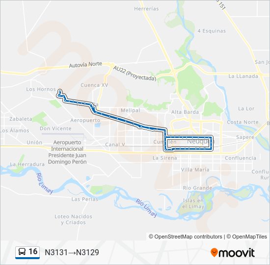 Ruta 16: horarios, paradas y mapas - N3131‎→N3129 (Actualizado)