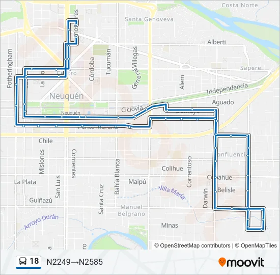 18 Bus Line Map