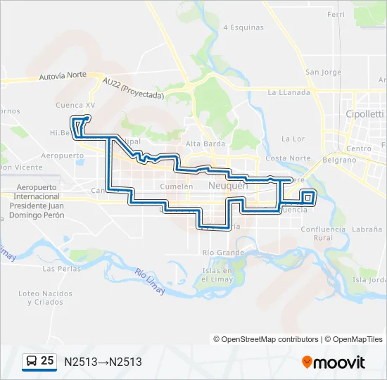 25 Bus Line Map