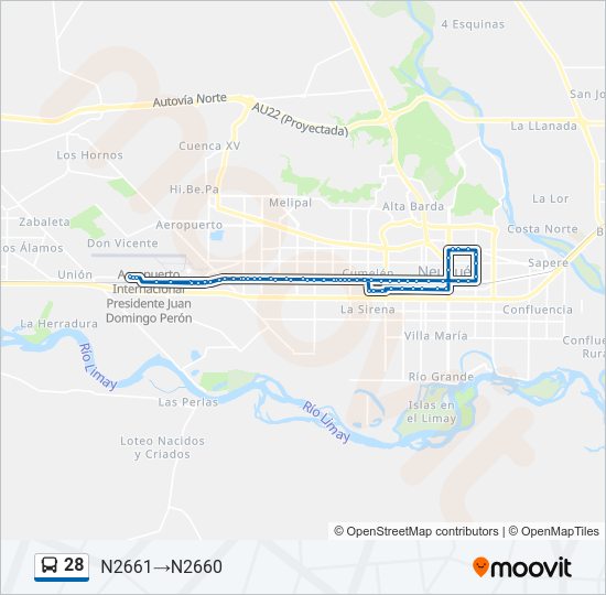 Mapa de 28 de autobús