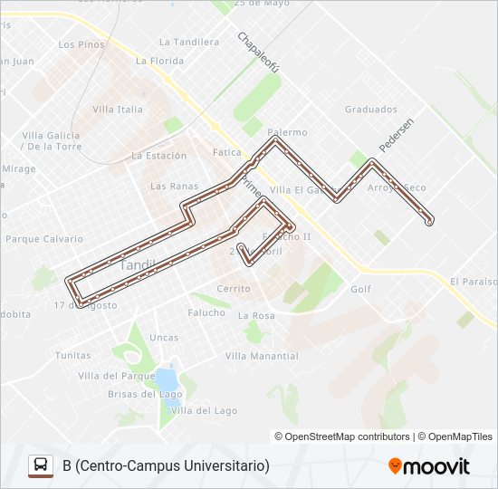 Mapa de 505 / MARRÓN de autobús