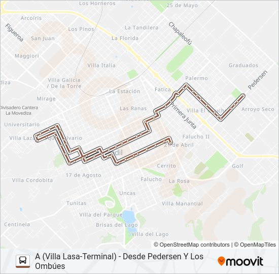 Mapa de 505 / MARRÓN de autobús