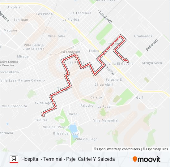 Mapa de 501 / ROJO de autobús