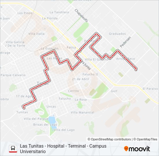 Mapa de 501 / ROJO de autobús