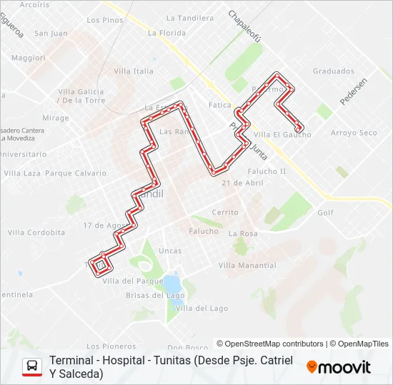 501 / ROJO Bus Line Map