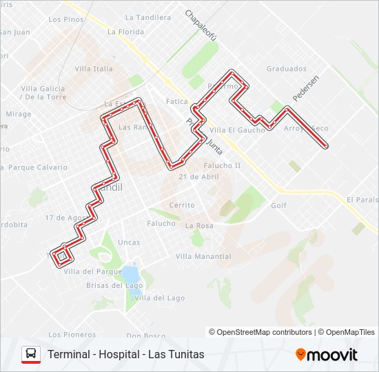 Mapa de 501 / ROJO de autobús