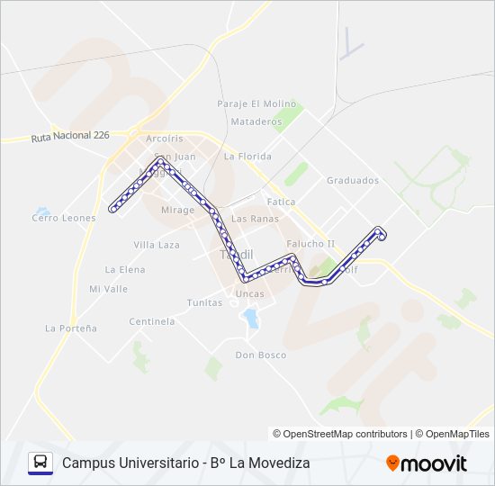 Mapa de 503 / AZUL de autobús