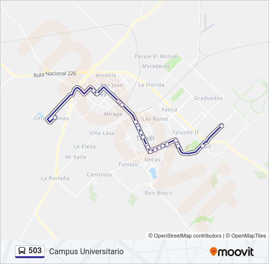 Mapa de 503 de autobús