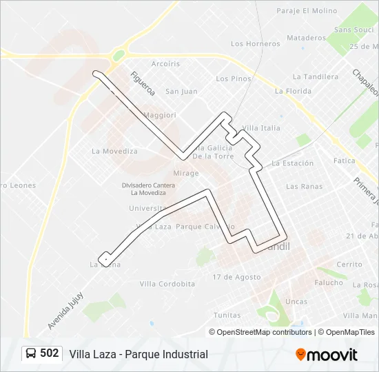 502 Bus Line Map