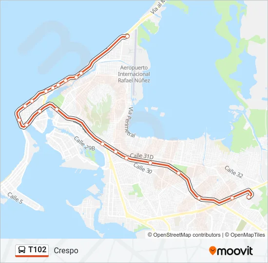 T102 Bus Line Map
