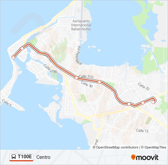 Mapa de T100E de autobús