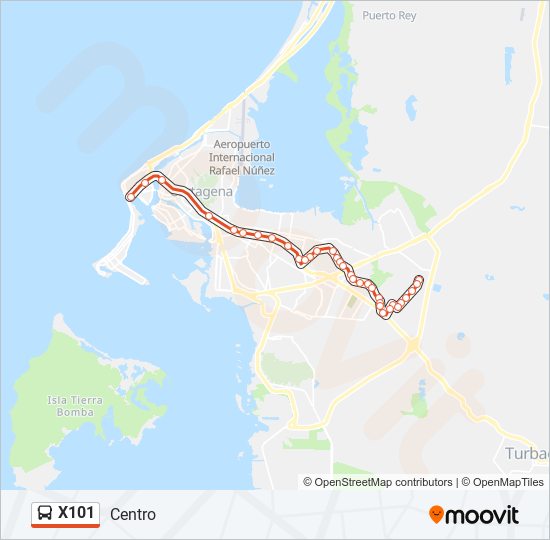 Mapa de X101 de autobús