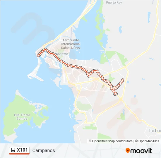 X101 Bus Line Map
