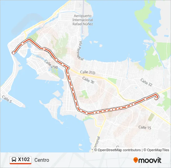 X102 Bus Line Map