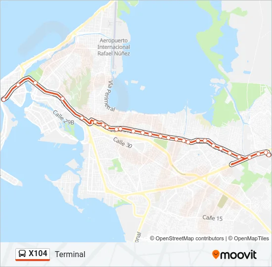 X104 Bus Line Map