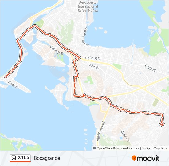 X105 bus Line Map