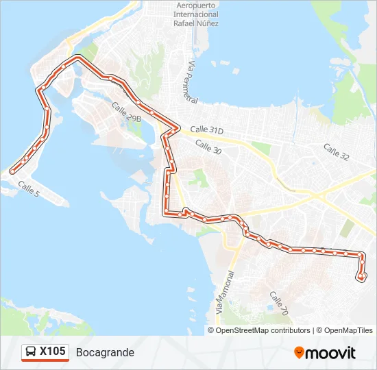 X105 Bus Line Map