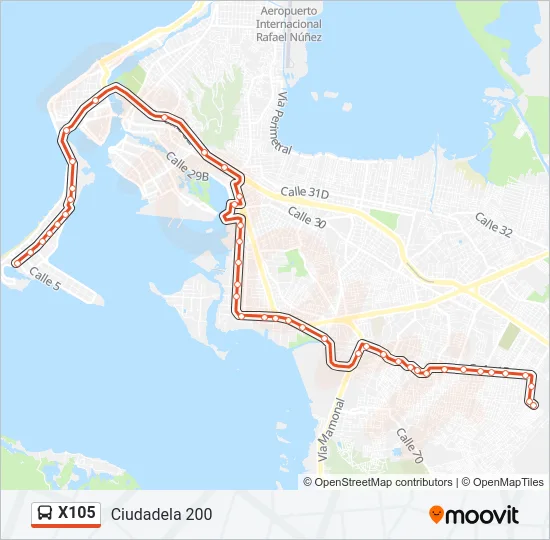 X105 Bus Line Map
